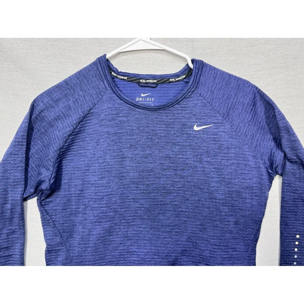 Nike Running Womens Thermal Shirt Sz M Sweater Purple Thumbholes Dri-FIT